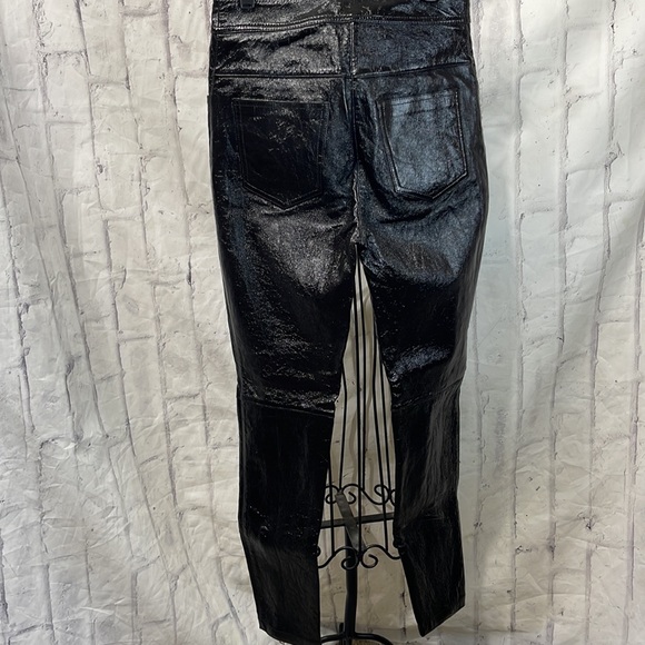 Alexander Wang Leather Pants Zipper Ankle Silvertone Disk Snaps 5-Pocket Style - Picture 6 of 14